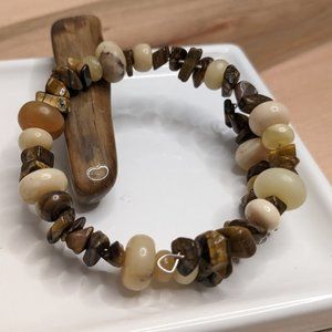 Natural Tiger's Eye Memory Wire Wrap Bracelet